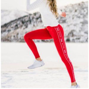 ZYIA Active Red Stripe Logo Light n Tight High Rise Leggings 28" Size 6-8